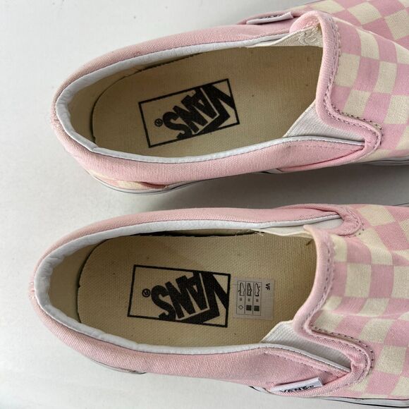 VANS Classic Slip-On Shoes Women 6 Pink Checkerboard Canvas Elastic Side Comfort - Picture 11 of 12